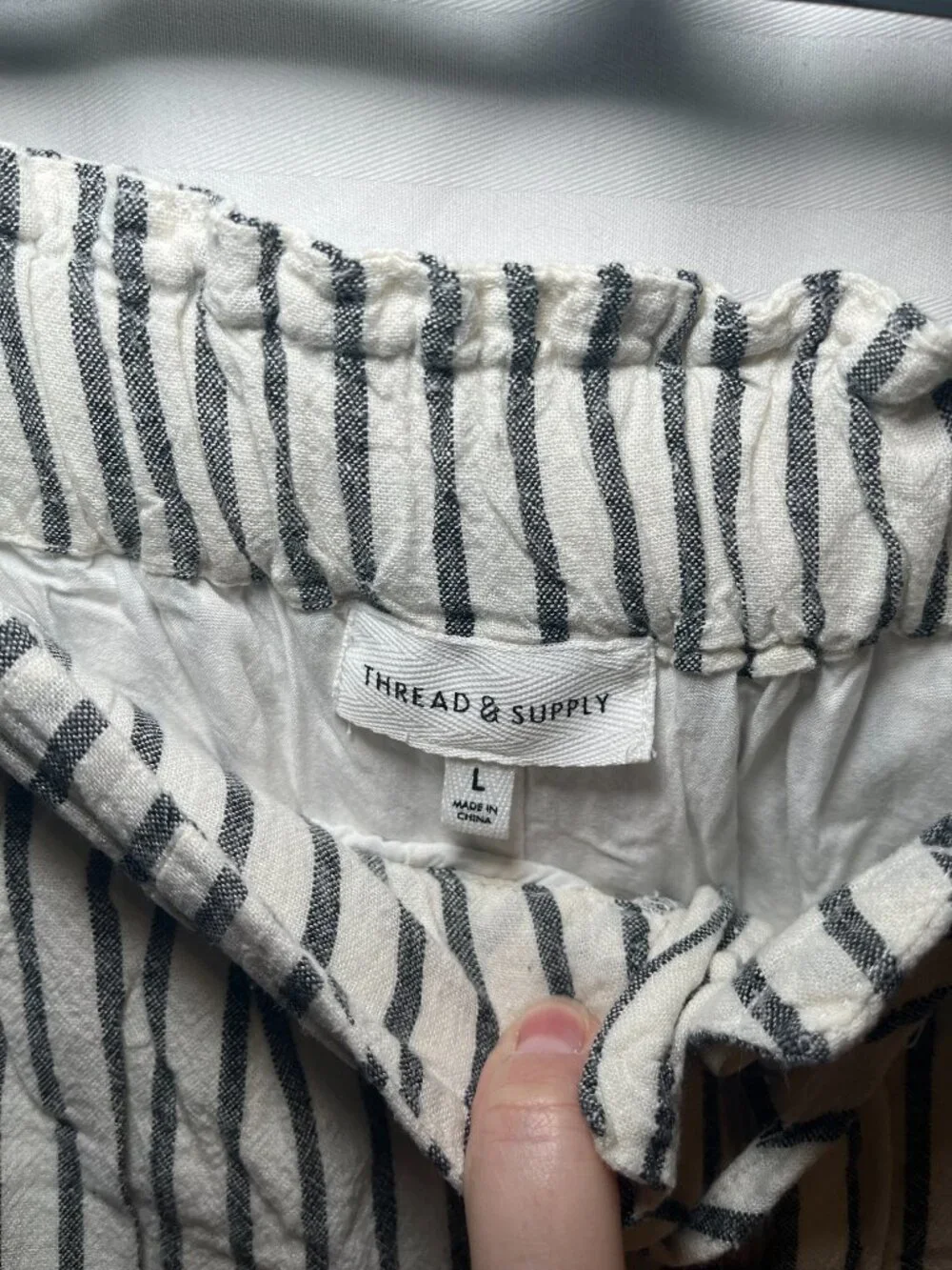 Thread & Supply Striped Drawstring Pants Size Large